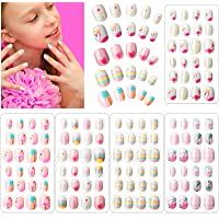 120 Uñas Postizas de Niñas a Presión Puntas de Uñas Artificiales Postizas Cortas de Cubierta Completa de Niños para…
